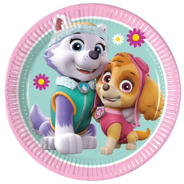 Paw Patrol Skye och Everest papperstallrikar 8-pack 20 cm FSC