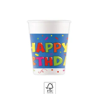 Happy Birthday Kokliko pappersmuggar 8-pack 200 ml FSC