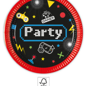 Gamer Gaming Party pappersassiett 8 st 20 cm FSC