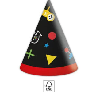 Gamer Gaming Party partyhatt, trekantig 6-pack FSC