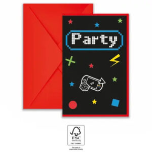 Gamer Gaming Party inbjudningar 6 st FSC