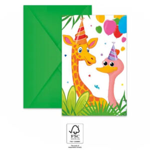Jungle Balloons festinbjudningar 6 st FSC