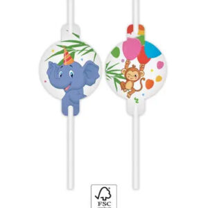 Jungle Balloons papperssugrör, 4-pack FSC