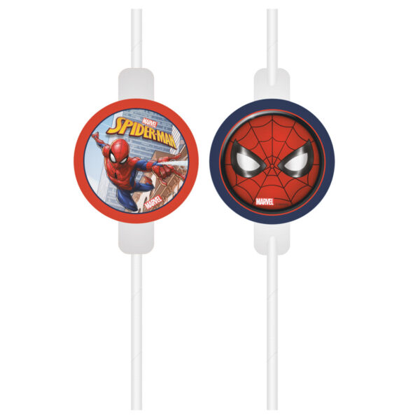 Spindelmannen Crime Fighter papperssugrör, 4-pack FSC