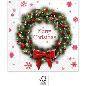 Christmas Merry Xmas Wreath servetter 20-pack 33x33 cm FSC