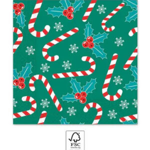 Christmas Xmas sockerstänger servetter 20 st 33x33 cm FSC