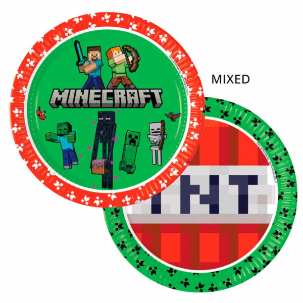 Minecraft gröna papperstallrikar 8-pack 23 cm FSC