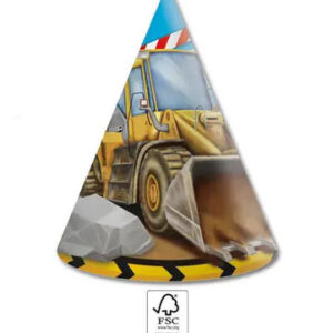 Construction Grabber partyhatt, trekantig 6 st FSC