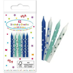 Happy Birthday blå födelsedagsljus, 12-pack