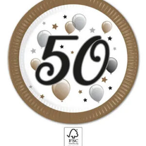 Happy Birthday 50 Pappersassietter Set om 8 - 23 cm FSC