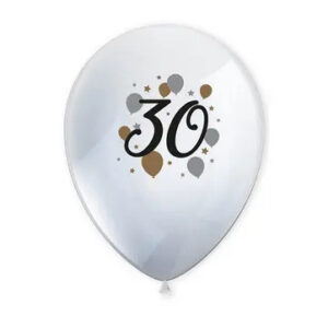Happy Birthday 30 Ballonger, 6-pack 11 tum (27,5 cm)