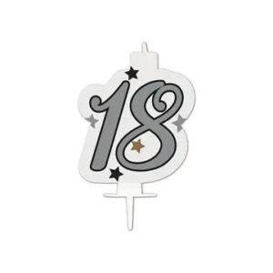 Happy Birthday Silver Tårtljus, Siffra 18