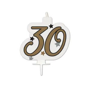 Happy Birthday Guld Tårtljus, Siffra 30, 7 cm
