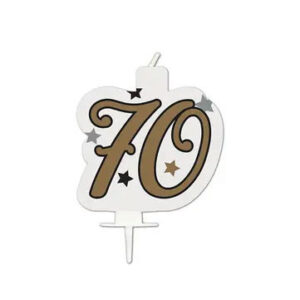 Happy Birthday Milestone Guld Tårtljus, Siffra 70