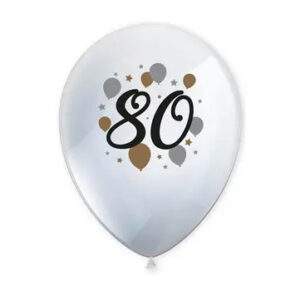 Happy Birthday 80 Ballonger, 6 st 27,5 cm