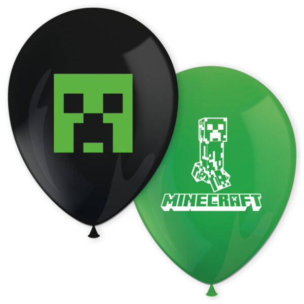 Minecraft gröna ballonger, 8-pack 28 cm