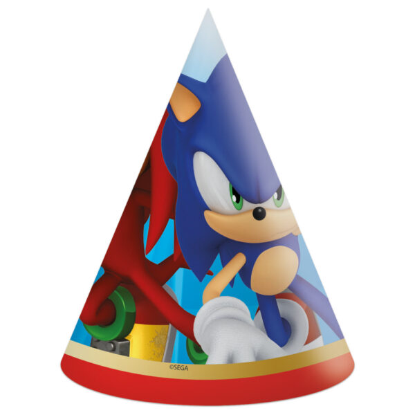 Sonic the Hedgehog partyhatt, kon 6-pack FSC