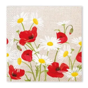 Flower Daisies Poppies servetter 20 st, 33x33 cm FSC