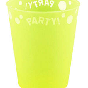 Party Yellow fluorescerande plastmugg 250 ml
