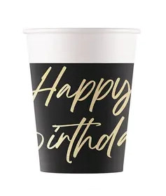 Happy Birthday Eleganta pappersmuggar 8 st 200 ml FSC