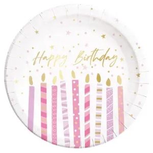 Happy Birthday Candles pappersassiett 8-pack 23 cm FSC