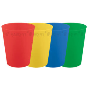 Färgglatt mikrovågssäkert plastmuggset 4-pack 250 ml