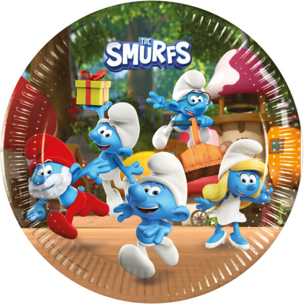 Smurfs glada pappersassiettset 8-pack, 23 cm, FSC
