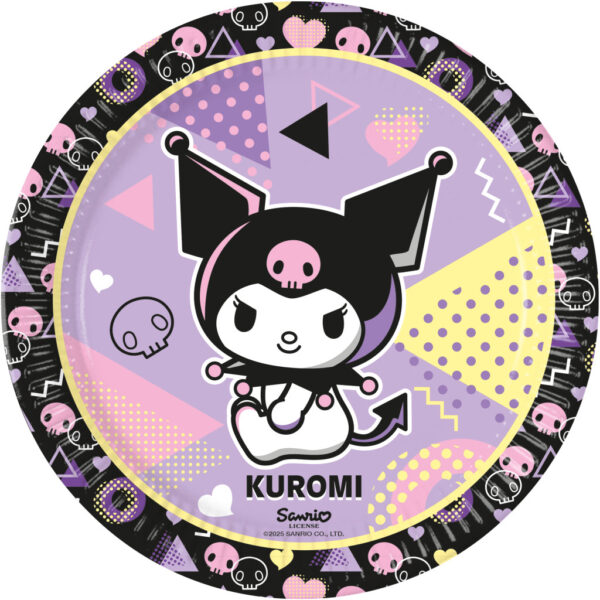 Hello Kitty Kuromi Pop Art papperstallrik, 23 cm, 8-pack FSC