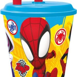 Spindelmannen Spidey mugg med sugrör, 430 ml