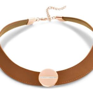 Victoria White sten halsband i roséguld och läder