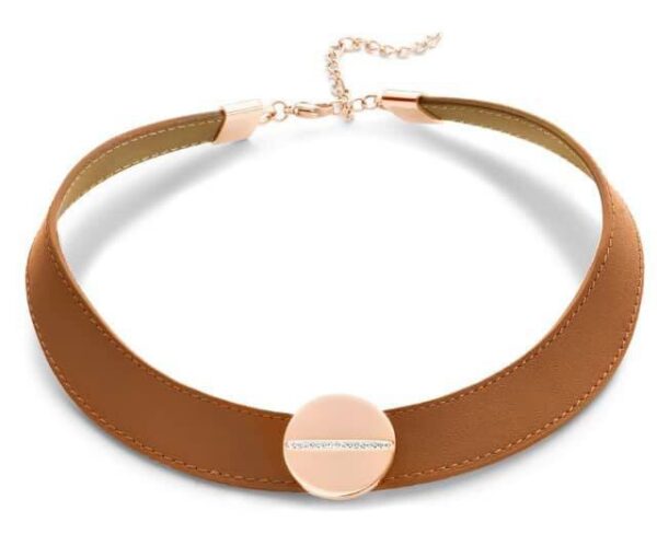 Victoria White sten roséguld läderhalsband