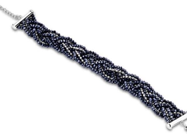 Victoria armband med mörkblå pärlor och silverfärg – 21 cm