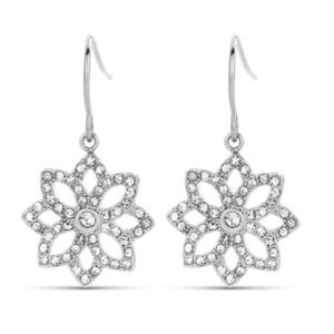 Victoria örhängen med silverfärg och vita stenblommor