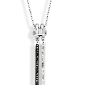 Victoria silverfärgat halsband med svart och vit sten