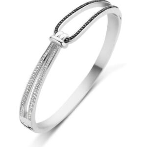 Victoria armband i silverfärg med svart-vit sten