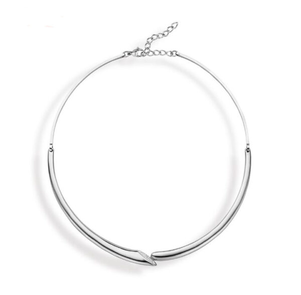 Victoria halsband i silverfärg med vit sten 40 cm