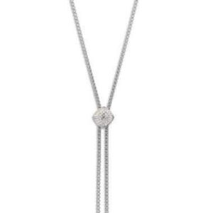 Victoria Silver Black, halsband med vit sten