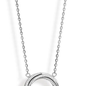 Victoria silverfärgat halsband med vit sten och vridning