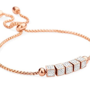 Victoria roséguld rektangulärt armband med vita stenar