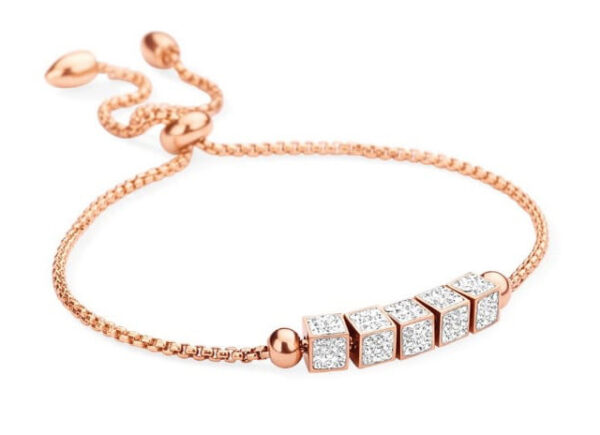 Victoria roséguld rektangulärt armband med vita stenar