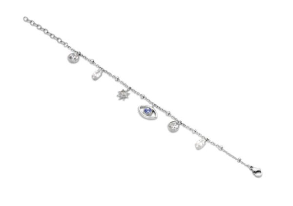 Victoria armband med silverfärgad sten och öga 21 cm
