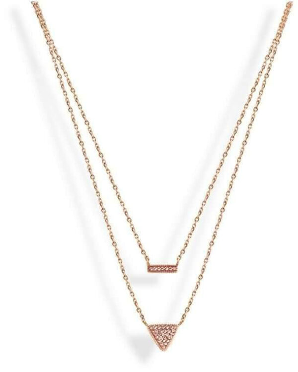 Victoria halsband i roséguld med rosa sten 49 cm