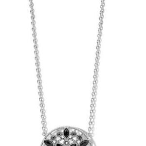 Victoria halsband med svart sten i silverfärg