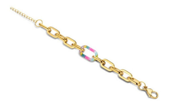 Victoria armband i guldfärg med flera färger, 21 cm