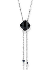 Victoria silverfärgat halsband med svart sten
