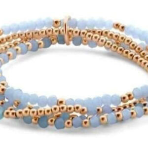 Victoria Rose roséfärgat armband med blå pärlor