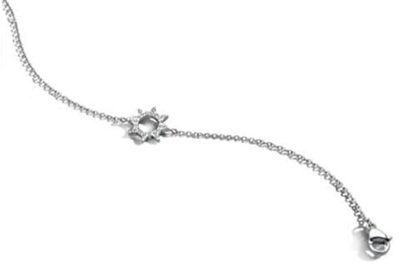 Victoria silverfärgat armband med vit sten och solmotiv 21 cm