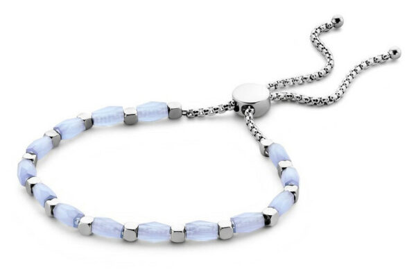Victoria silverfärgat armband med blå pärlor
