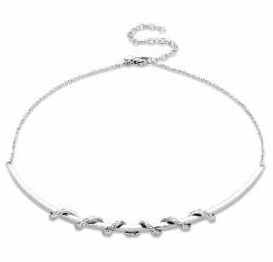Victoria silverfärgat spiralhalsband med vita stenar