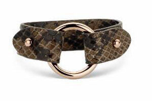 Victoria Rose guldfärgat brunt mönstrat läderarmband